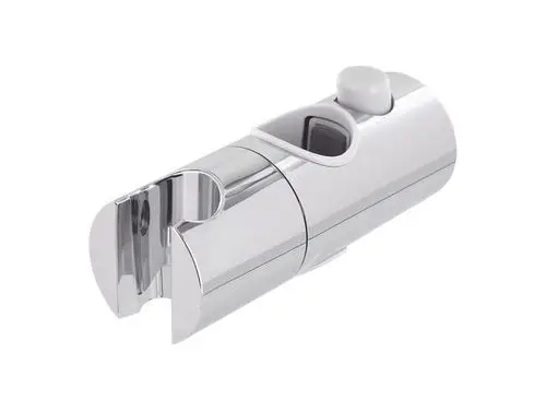 Chromfarbener Handbrausehalter von Ideal Standard, geeignet für eine Brausestange, mit einem funktionalen Halteclip und einem Druckknopf.